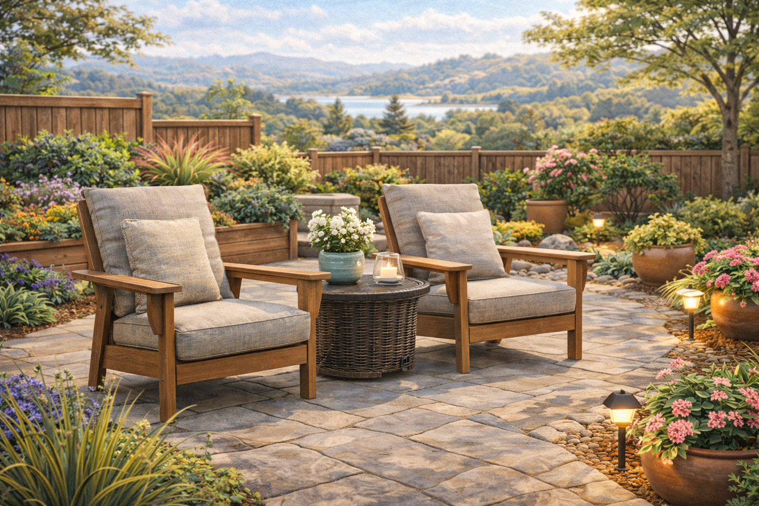 Stylish outdoor living area with pergola